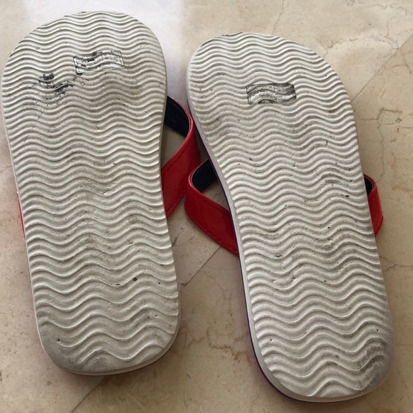 RED PATENT STRAP WITH ANCHOR BUTTON FLIP FLOPS - Picture 5 of 5